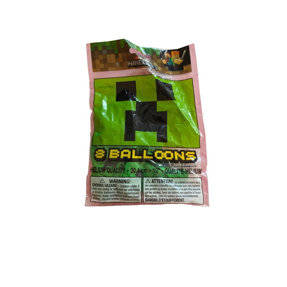 Minecraft Creeper Balloons 8 Pack 12 Inch Helium Quality Green Party Supplies